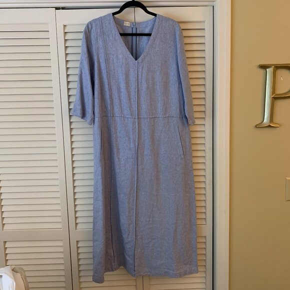 Poetry French Blue Linen Dress (Size 14) - Picture 1 of 7